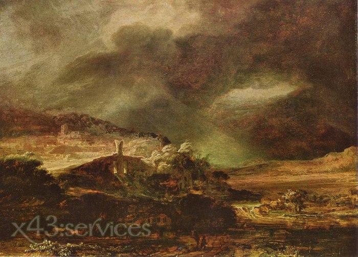 Rembrandt - Gebirgslandschaft mit einem Gewitter - Mountain Landscape with a Thunderstorm
